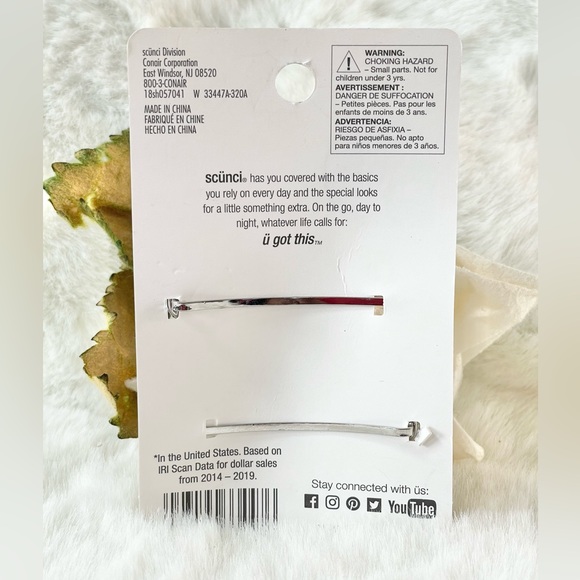 New with tags SCUNCI CUBIC ZIRCONIA BRIGHTER BRILLIANCE 2PC BOBBY PINS PRONG SET - Picture 4 of 4